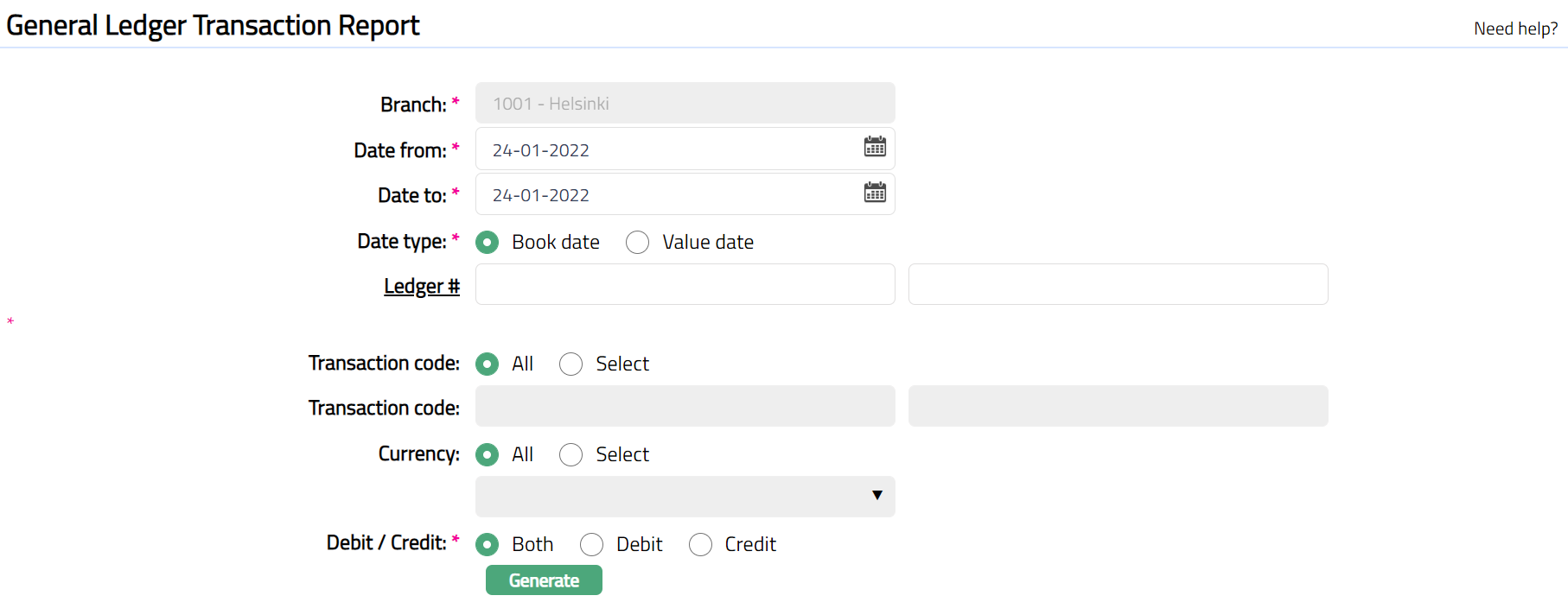 General Ledger Transaction Report | Documentation