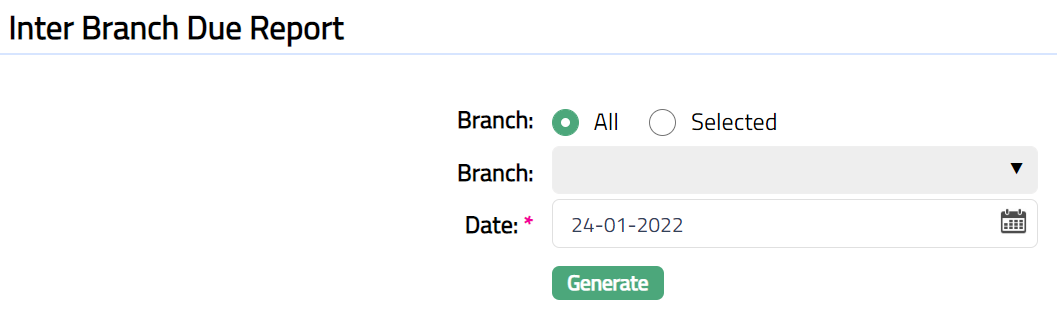 Inter Branch - due to / due from | Documentation