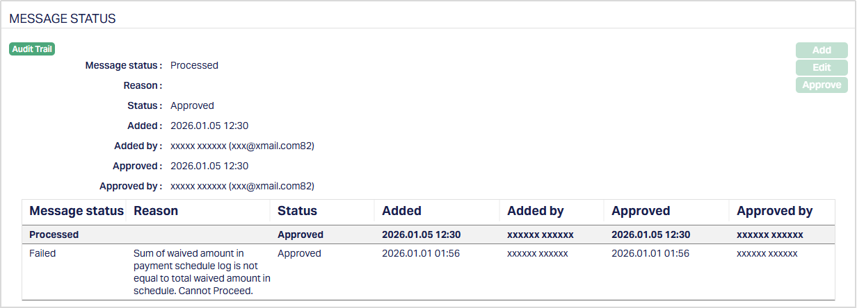 Message status_Added details