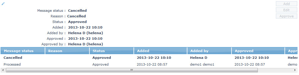 Message status Added details