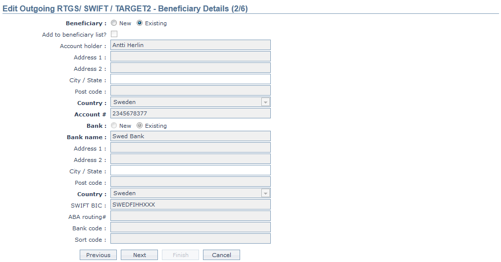 Edit Outgoing RTGS,SWIFT,TARGET2 - Beneficiary Details
2_6