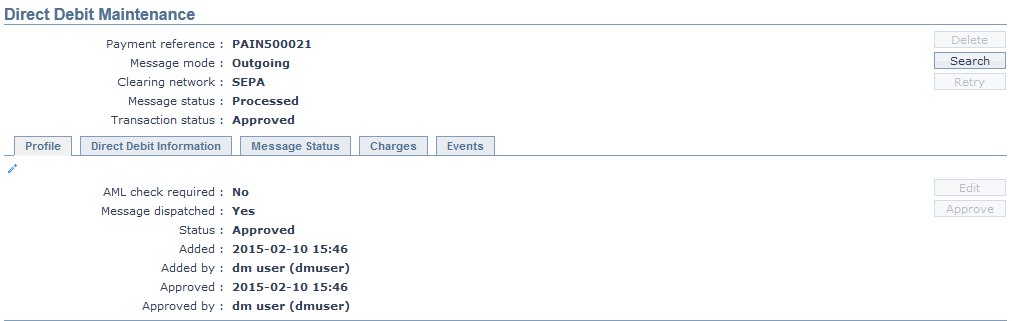 Direct Debit Maintenance