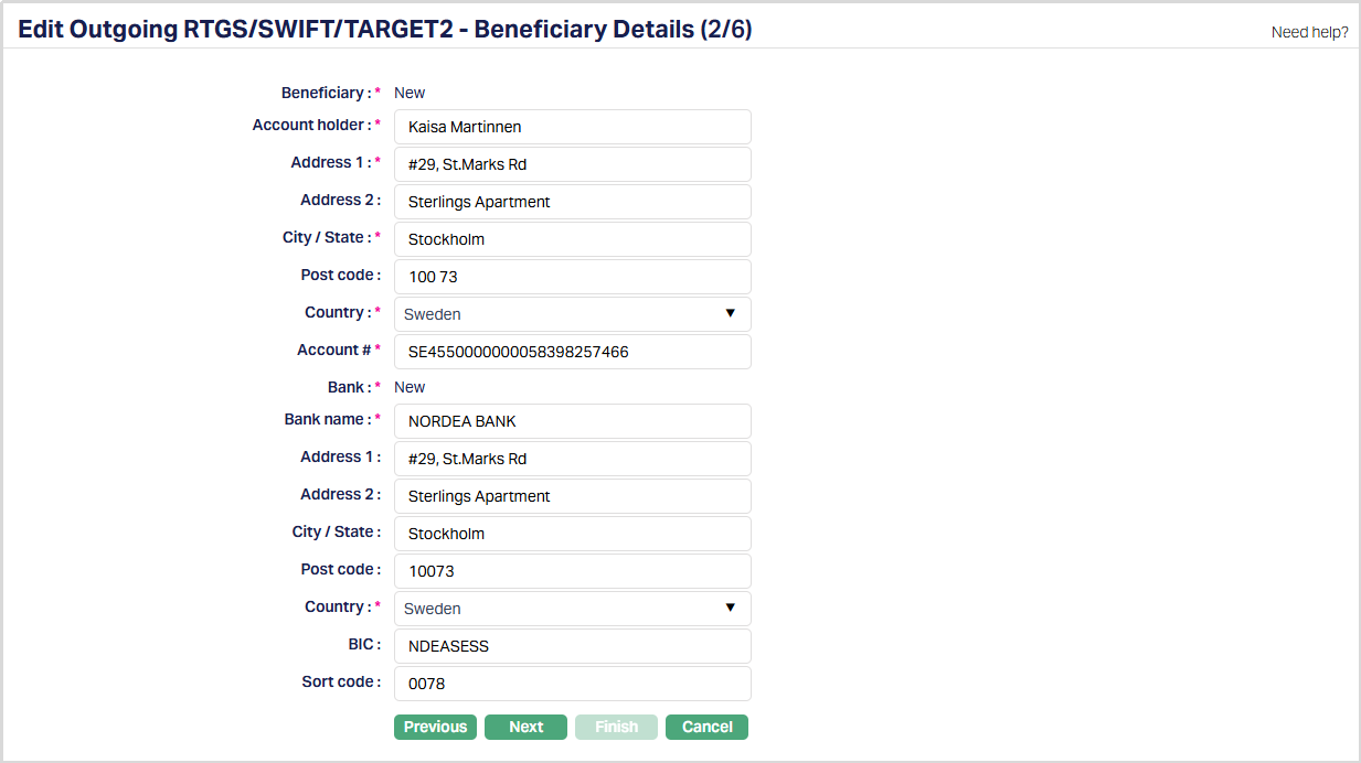 Edit Outgoing RTGS,SWIFT,TARGET2 - Beneficiary Details
2_6