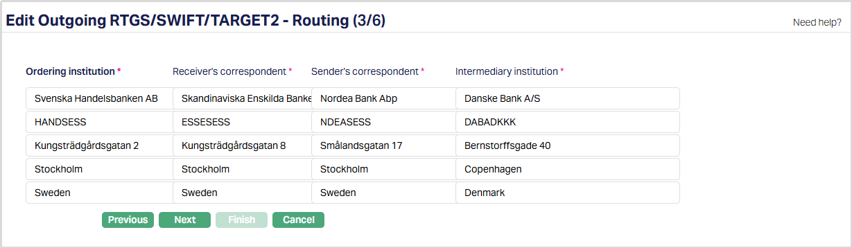 Edit Outgoing RTGS,SWIFT,TARGET2 - Routing
3_6