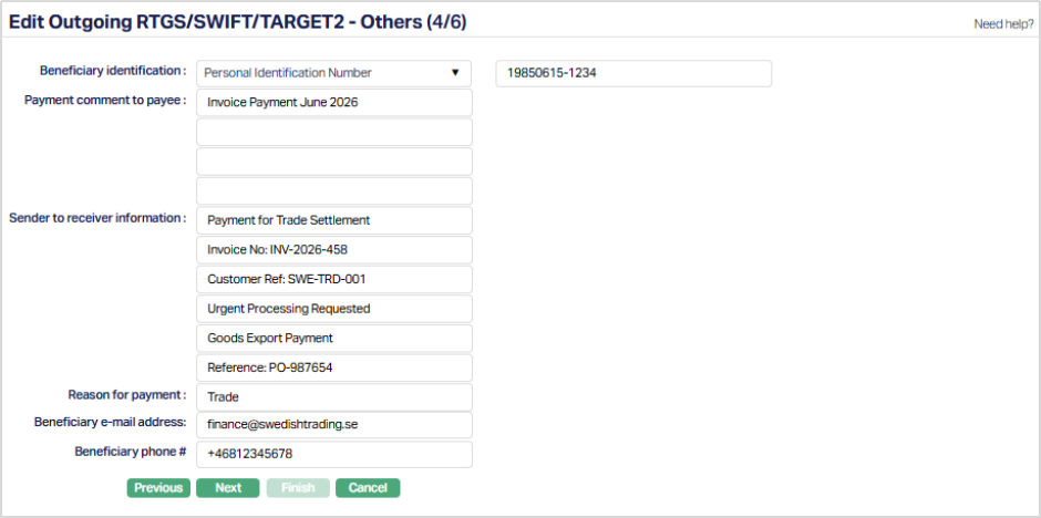 Edit Outgoing RTGS,SWIFT,TARGET2 - Charges
4_6