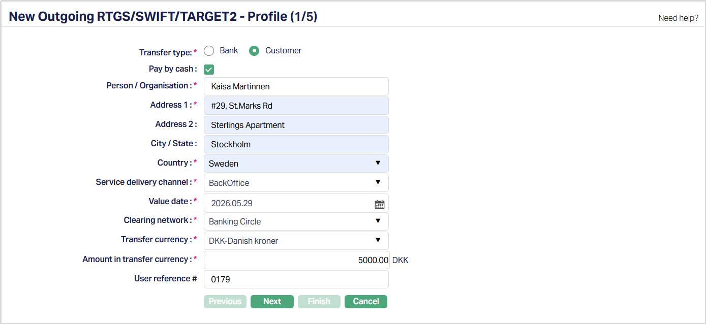 New Outgoing RTGS, SWIFT,TARGET2 - Profile 1_5(Pay By
cash)