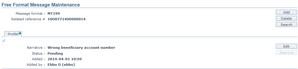 Free Format Message Maintenance Finish