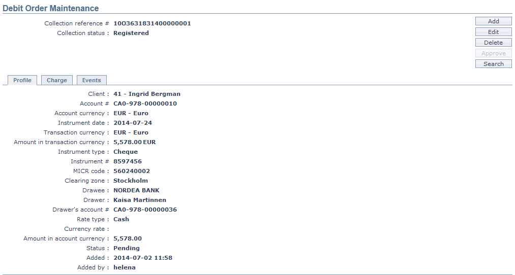 Debit Order
Maintenance