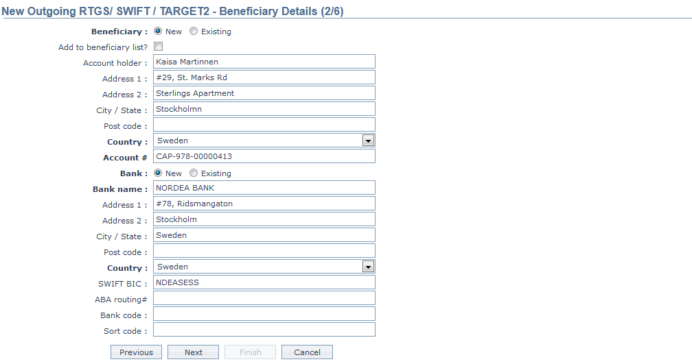 New Outgoing RTGS,SWIFT,TARGET2 - Beneficiary Details
2_6
