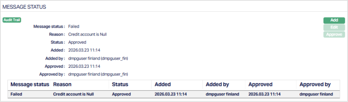 Message status_View screen